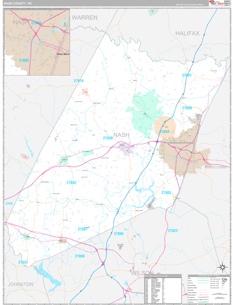 Nash County, NC Wall Map