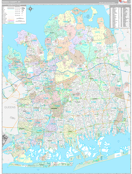 Nassau County, NY Zip Code Map