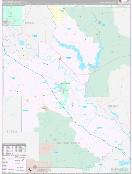 Natchitoches Parish (County), LA Wall Map