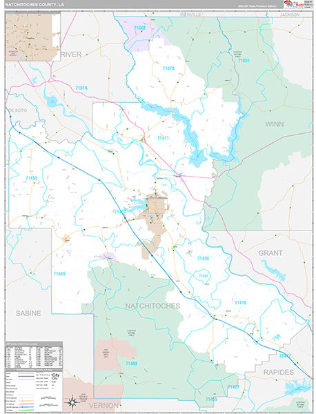Natchitoches Parish (County), LA Wall Map