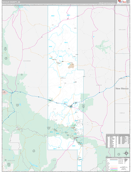 Navajo County, AZ Zip Code Map