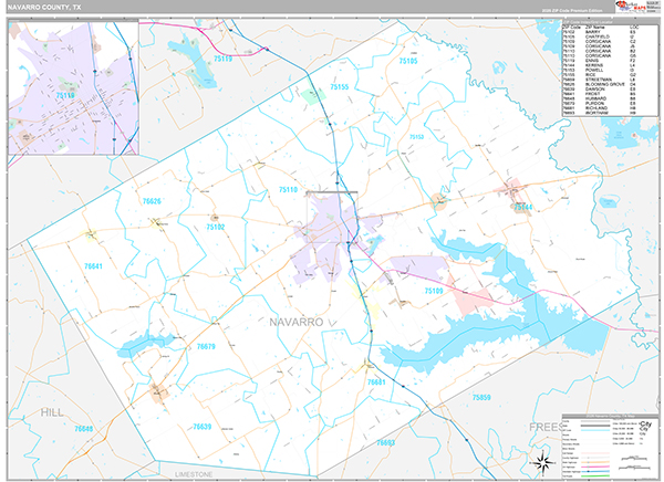 Navarro County, TX Zip Code Map