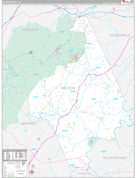 Nelson County, VA Wall Map