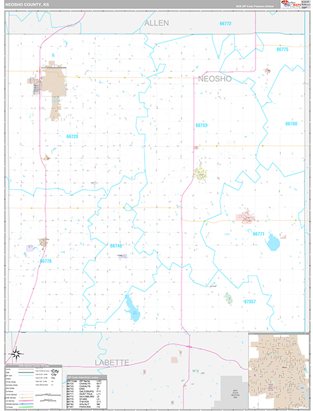 Neosho County, KS Zip Code Map