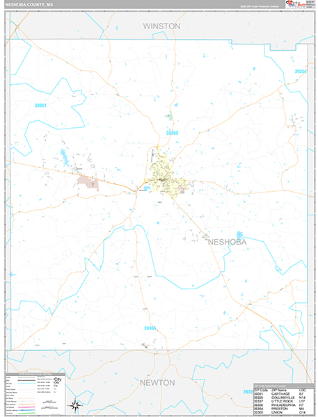 Neshoba County, MS Zip Code Map