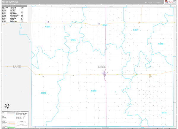Ness County, KS Wall Map