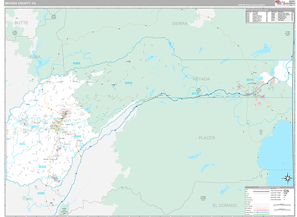 Nevada County, CA Map Premium Style