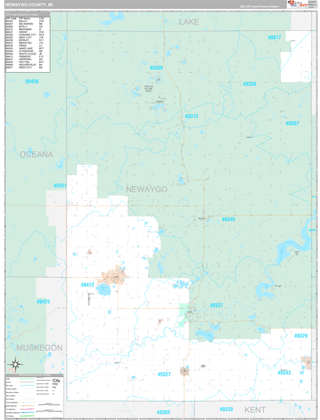 Newaygo County, MI Wall Map