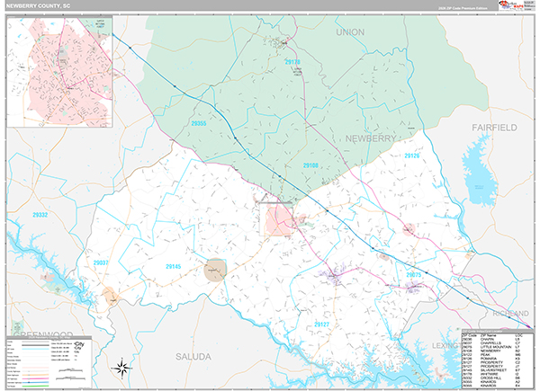 Newberry County, SC Zip Code Map