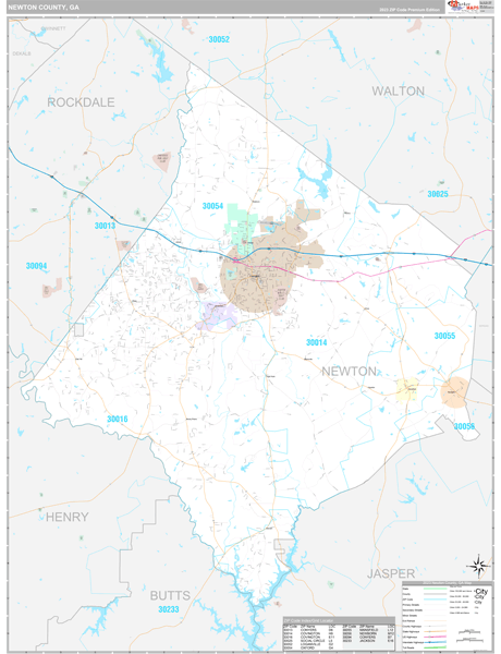 Newton County, GA Carrier Route Wall Map