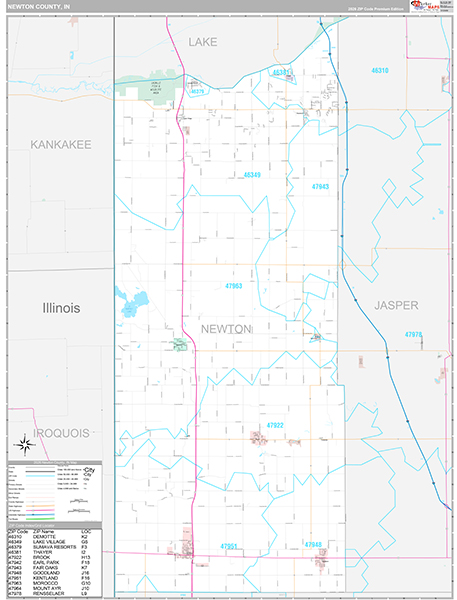 Newton County, IN Zip Code Map