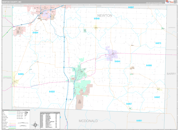 Newton County, MO Wall Map