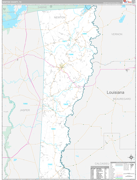 Newton County, TX Zip Code Map