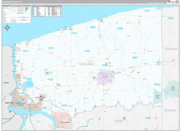 Niagara County, NY Carrier Route Wall Map