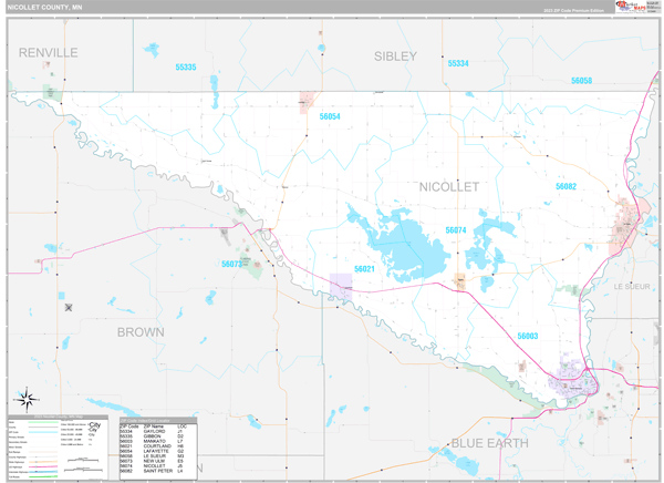 Nicollet County, MN Carrier Route Wall Map