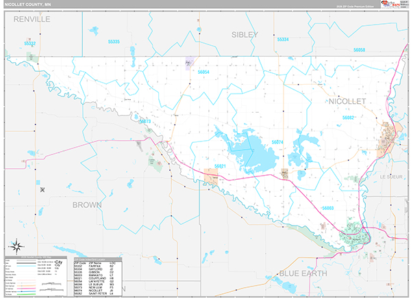 Nicollet County, MN Wall Map