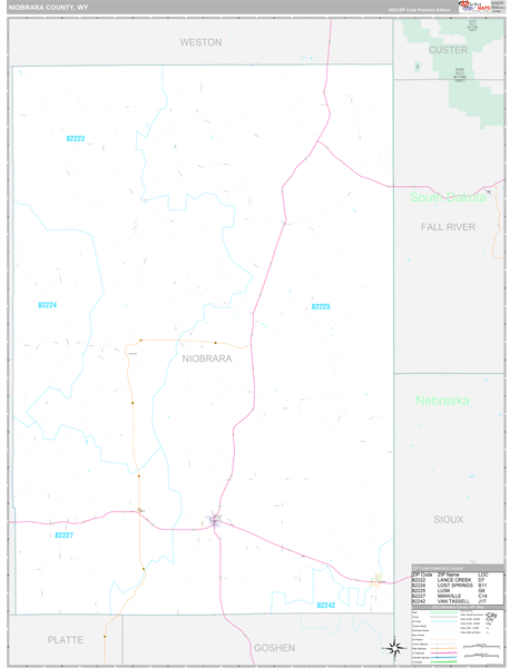 Niobrara County, WY Wall Map