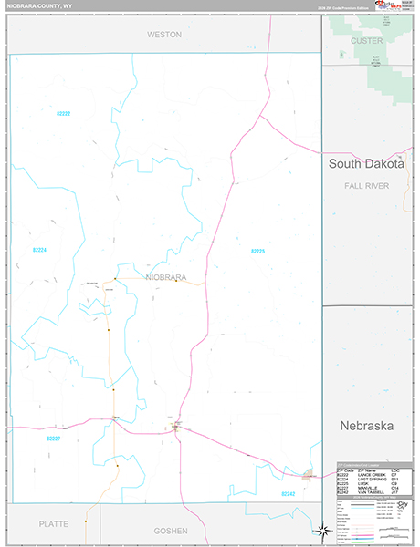 Niobrara County, WY Zip Code Map