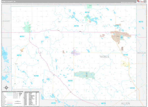 Noble County, IN Wall Map