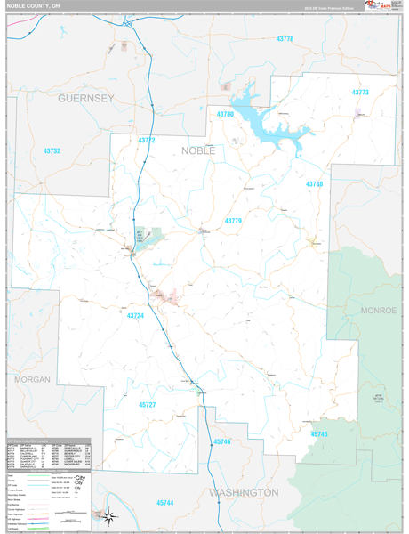 Noble County, OH Wall Map
