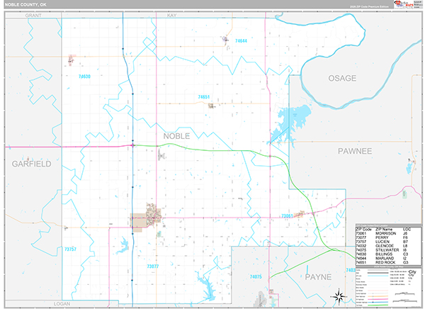 Noble County, OK Wall Map