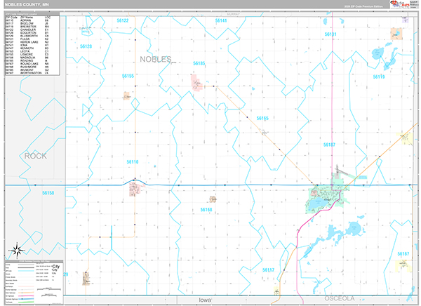 Nobles County, MN Wall Map