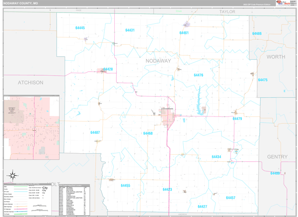 Nodaway County Wall Map Premium Style