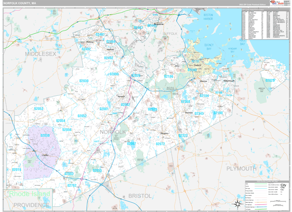 Norfolk County, MA Wall Map