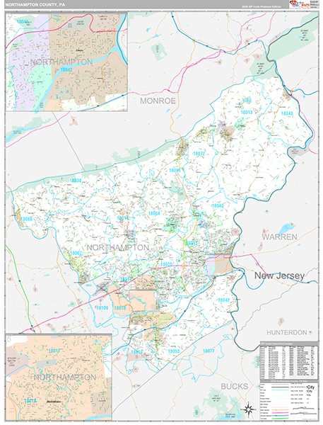 Northampton County, PA Wall Map Premium Style