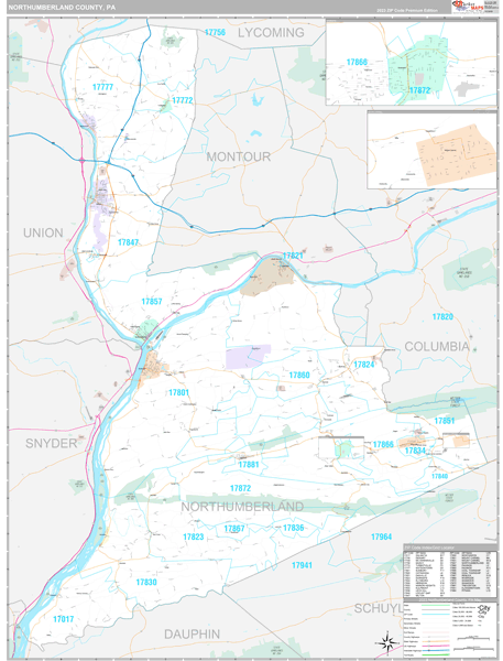 Northumberland County, PA Zip Code Map