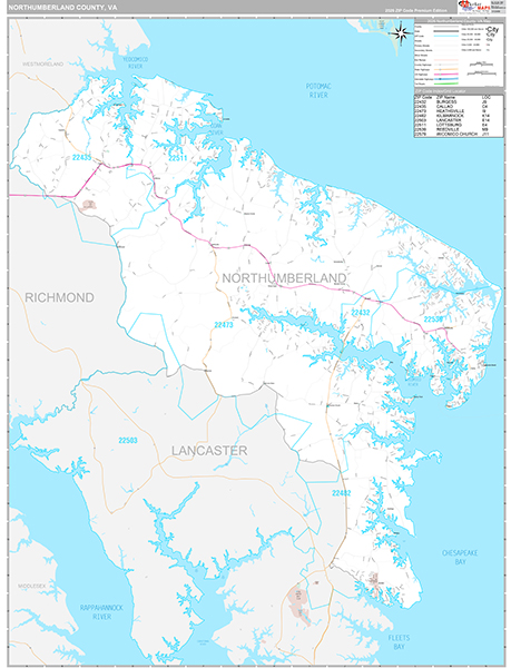 Northumberland County, VA Wall Map
