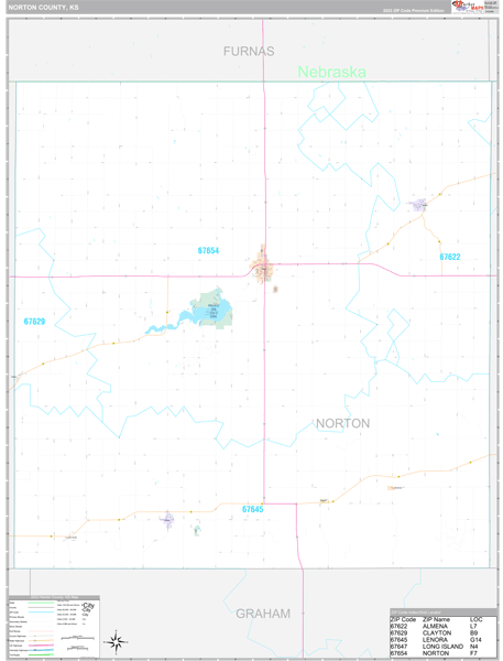 Norton County, KS Carrier Route Wall Map