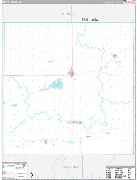Norton County, KS Zip Code Map