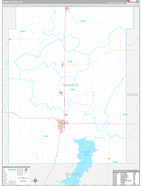 Nowata County, OK Wall Map