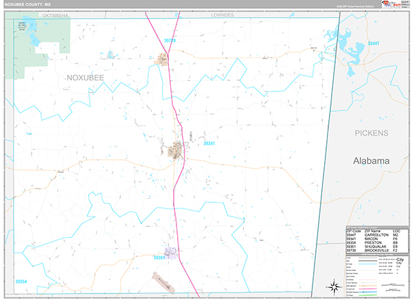 Noxubee County, MS Zip Code Map