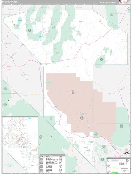 Nye County, NV Carrier Route Wall Map
