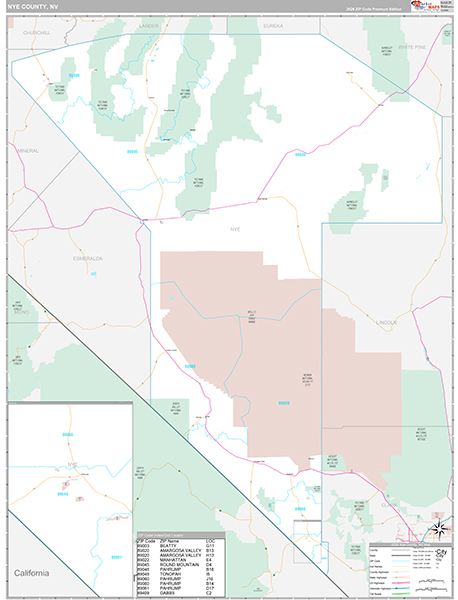 Nye County, NV Wall Map