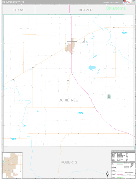 Ochiltree County, TX Zip Code Map