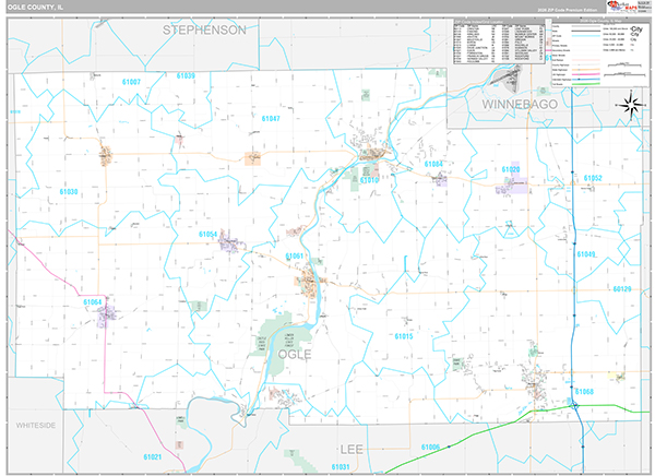 Ogle County, IL Zip Code Map