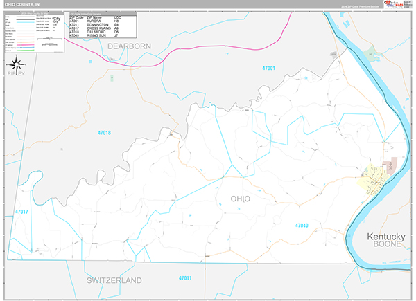 Ohio County, IN Zip Code Map