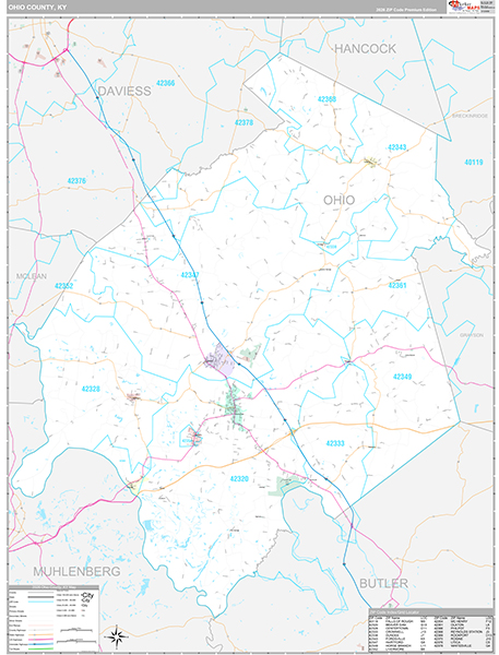 Ohio County, KY Wall Map