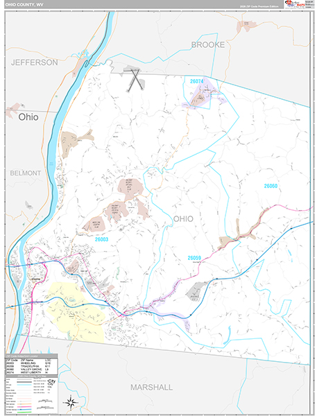 Ohio County, WV Zip Code Map