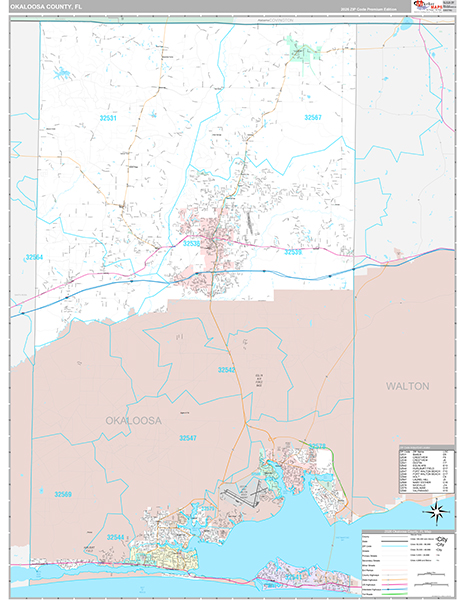 Okaloosa County, FL Zip Code Map