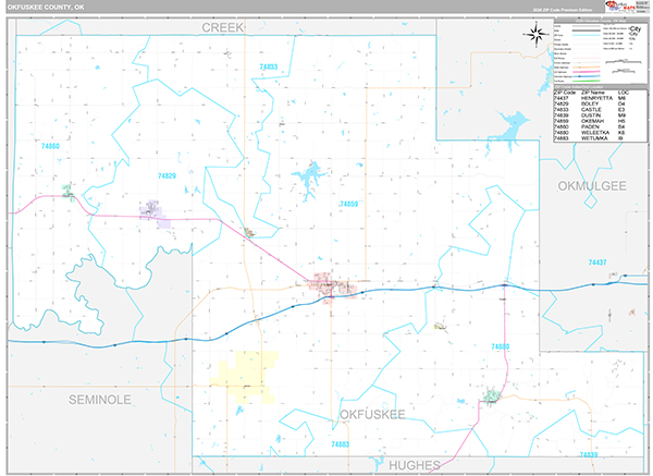 Okfuskee County, OK Wall Map