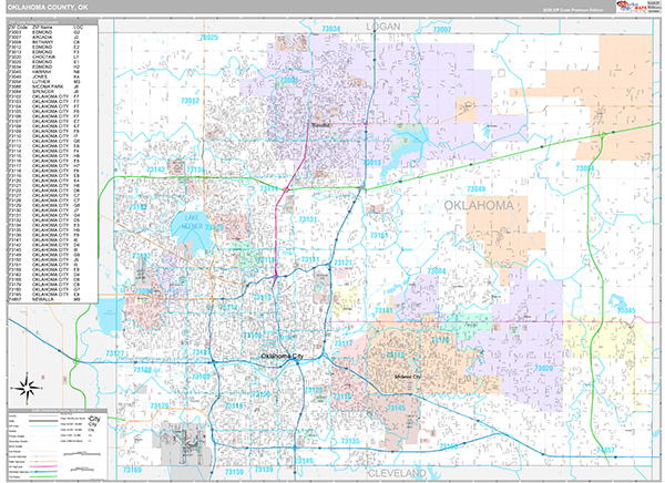 Oklahoma County, OK Wall Map