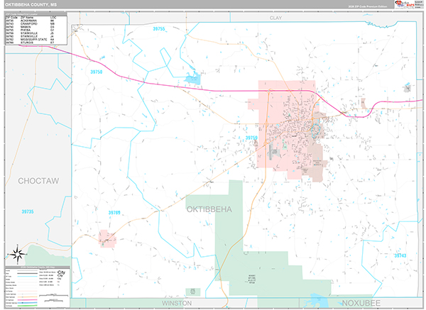 Oktibbeha County, MS Zip Code Map