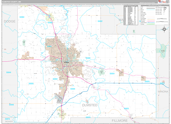 Olmsted County, MN Wall Map