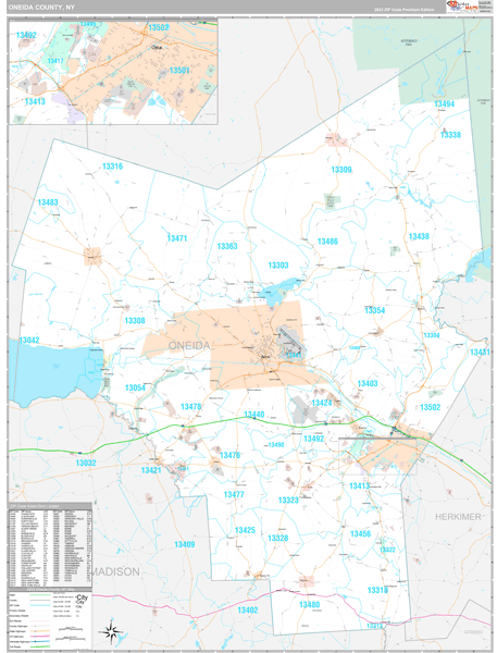 Oneida County, NY Zip Code Map