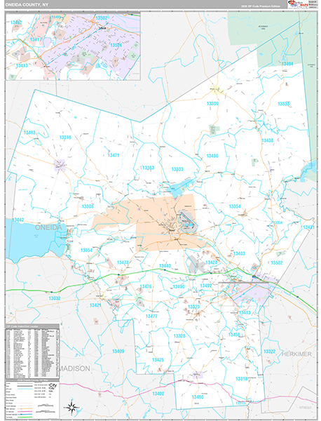 Oneida County, NY Wall Map