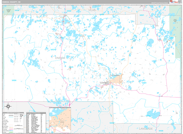 Oneida County, WI Wall Map